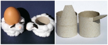 Eierbecher-basteln-DIY-anleitung-osterdeko-schaefchen-toilettenpapierrollen-watte